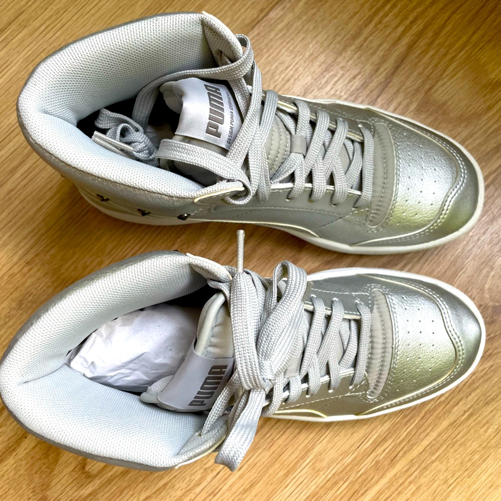 Puma Hi rise metallic silver, Ralph Sampson, NWT, sz 7.5